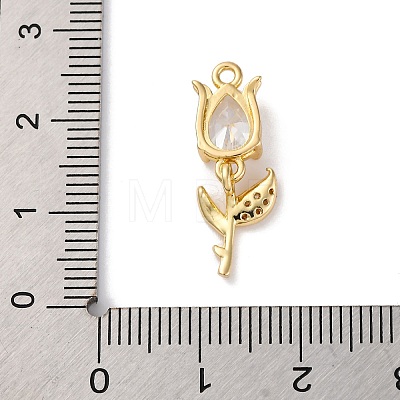 Ion Plating(IP) Brass Micro Pave Cubic Zirconia Tulip Pandents KK-U042-02G-01-1