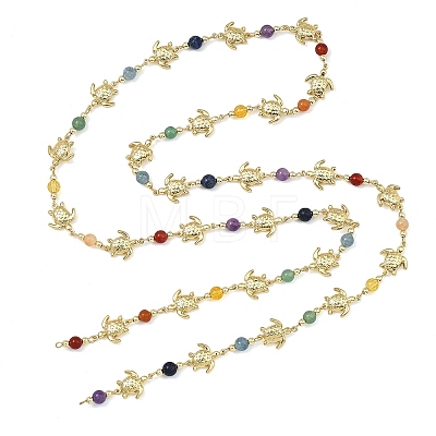 Natural & Synthetic Mixed Gemstone Handmade Round Beaded Chains AJEW-JB01653-01-1