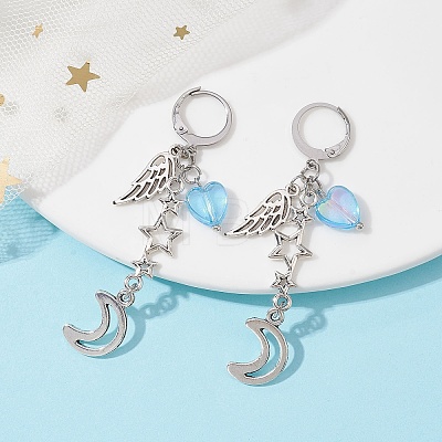 Alloy Dangle Leverback Earrings for Women EJEW-JE05479-1