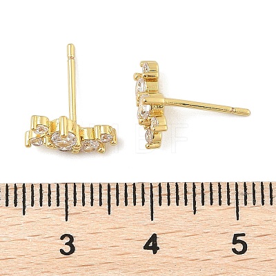 Brass Micro Pave Clear Cubic Zirconia Stud Earrings EJEW-R016-26G-16-1