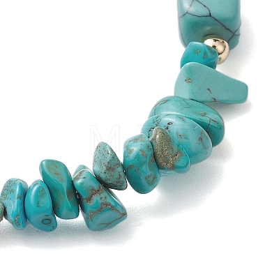 Synthetic Turquoise Chip & Cuboid Beaded Stretch Bracelets for Women BJEW-JB10808-06-1