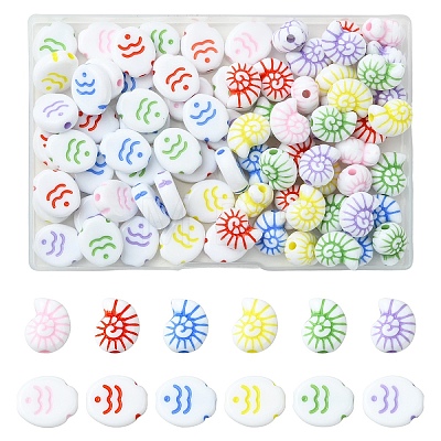 80Pcs 2 Styles Opaque Acrylic Beads SACR-YW0002-18-1