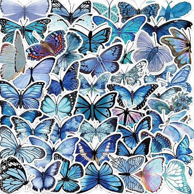 50Pcs Butterfly PVC Adhesive Waterproof Stickers Self-Adhesive Stickers PW-WG850F2-01-1