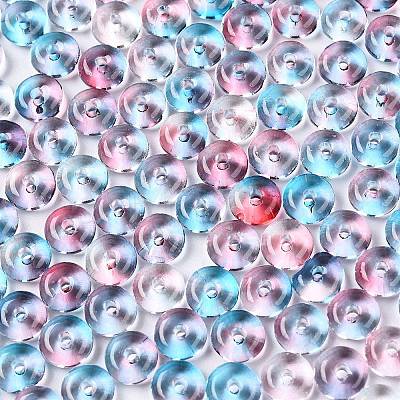 Spray Painted Transparent Glass Seed Beads SEED-T007-05F-1