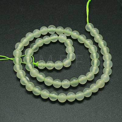 Natural New Jade Stone Round Bead Strands G-O039-16-4mm-1
