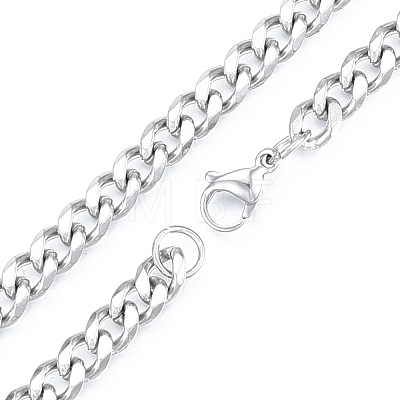 Men's 201 Stainless Steel Cuban Link Chain Necklace NJEW-N050-A06-7-45P-1