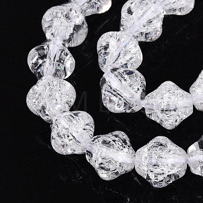 Transparent Crackle Glass Beads Strands GLAA-Q115-04A-11-1