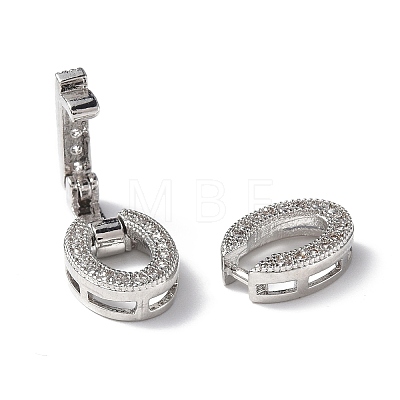 Rack Plating Brass Micro Pave Clear Cubic Zirconia Fold Over Clasps KK-G448-04P-1