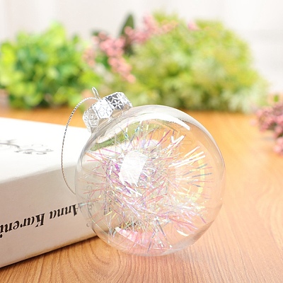 Transparent Plastic Fillable Ball Pendants Decorations XMAS-PW0002-02A-07-1