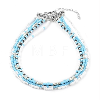 Round Seed Beads Multi-strand Necklaces NJEW-JN03460-01-1