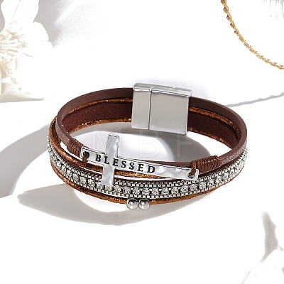 Imitation Leather Mutli-strand Bracelets PW-WG3E9EB-05-1