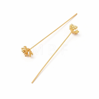 Brass Crystal Rhinestone Flower Head Pins X-KK-A178-03G-1