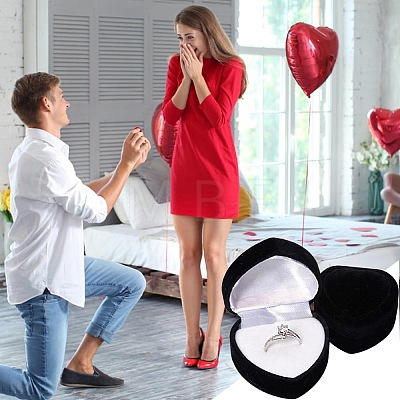 Valentine's Day Velvet Ring Storage Boxes AJEW-CL0004-89A-1