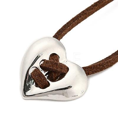 Alloy Splite Heart Pendant Necklace with Waxed Cords NJEW-A013-01-1
