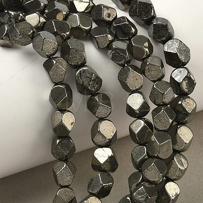 Natural Gold Pyrite/Golden Pyrite Beads Strands G-G459-A01-6mm-1