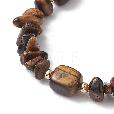 Natural Mixed Stone Chip & Cuboid Beaded Stretch Bracelets for Women BJEW-JB10808-1