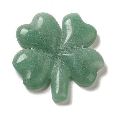 Natural Green Aventurine Carved Clover Figurines Statues for Home Office Tabletop Feng Shui Ornament DJEW-G044-01B-1