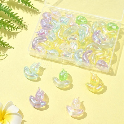 48Pcs 2 Styles UV Plating Transparent Acrylic Beads SACR-FS0001-36-1