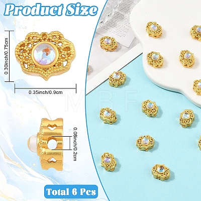 6Pcs Brass Moonstone Multi-Strand Links FIND-YW0013-20-1