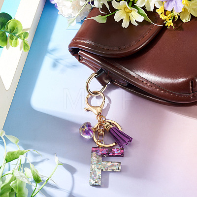 Alloy Resin Heart Keychains KEYC-TADJ0002-01G-F-1
