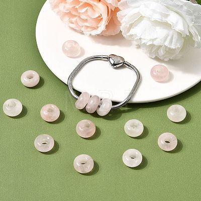 Natural Rose Quartz European Large Hole Beads G-Q442-19-1