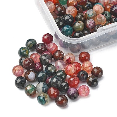 130Pcs Dyed Natural Multi-Color Agate Beads Strands G-YW0001-29A-1