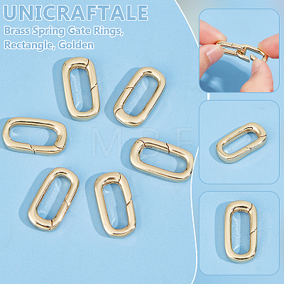 Unicraftale 8Pcs Brass Spring Gate Rings FIND-UN0003-20G-1