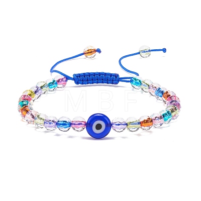 Acrylic Evil Eye & Round Lampwork Braided Bead Bracelet for Women BJEW-JB08379-1