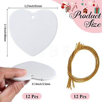 12Pcs Porcelain Heat Transfer Sublimation Blank Pendant Decorations AJEW-SP0002-19A-1