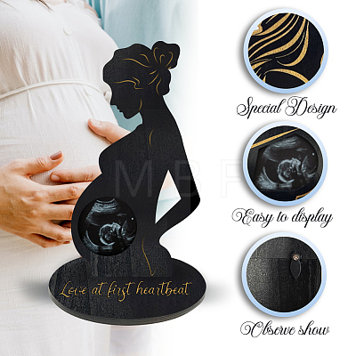 Wood Pregnant Woman Picture Frame Stand DJEW-WH0049-002-1