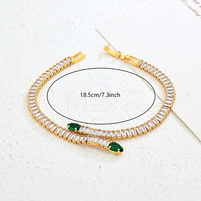 Snake Brass Pave Cubic Zirconia Link Chain Bracelets UA5889-3-1
