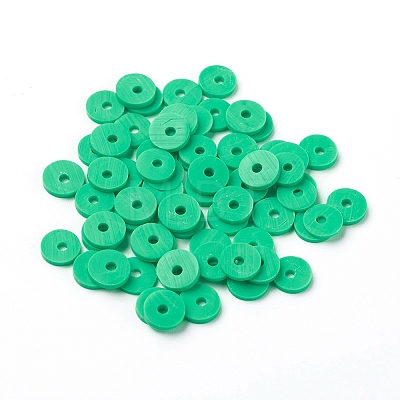 Flat Round Eco-Friendly Handmade Polymer Clay Beads CLAY-R067-6.0mm-06-1