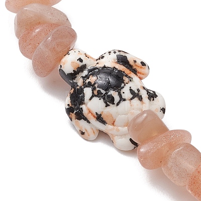 Natural Peach Moonstone Chips Beads Stretch Bracelets BJEW-JB11245-03-1