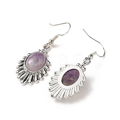 Natural Amethyst Teardrop Dangle Earrings EJEW-K246-01P-05-1