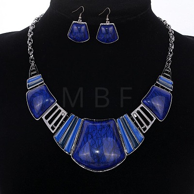 Trapezoid Alloy Resin Pendant Necklaces & Dangle Earrings Sets FS-WG8D8C4-01-1