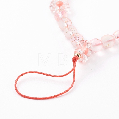 Frosted Round Spray Painted Glass Beaded Mobile Straps HJEW-JM00467-1