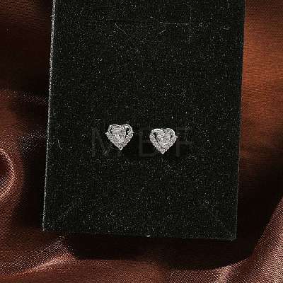 Brass Micro Pave Clear Cubic Zirconia Stud Earrings for Women EJEW-F403-04P-1
