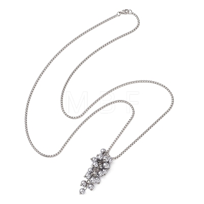 Electroplate Synthetic Non-magnetic Hematite Round Cluster Pendant 304 Stainless Steel Box Chain Necklaces NJEW-JN05888-1