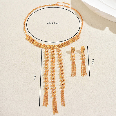 Vintage Middle Eastern Alloy Long Tassel Necklace & Earrings Sets for Women IX1093-1
