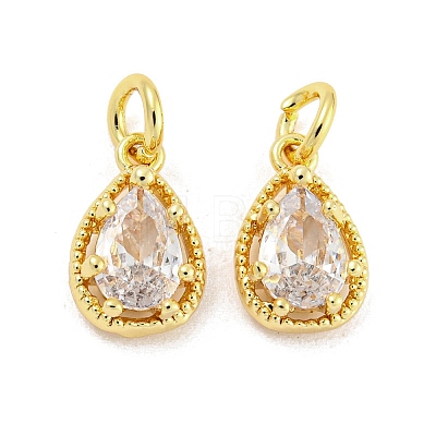 Brass Micro Pave Clear Cubic Zirconia Pendants KK-G490-33G-1