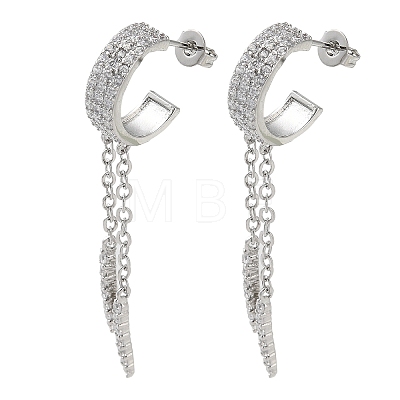 Brass Micro Pave Clear Cubic Zirconia Stud Earrings EJEW-A045-01P-1