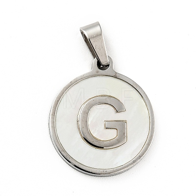 304 Stainless Steel with White Shell Pendants STAS-G268-01G-P-1