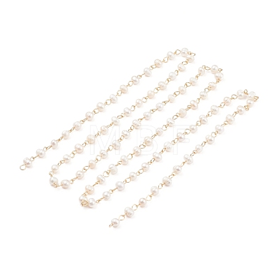 Handmade Natural Freshwater Pearl Beaded Chains AJEW-JB01088-01-1