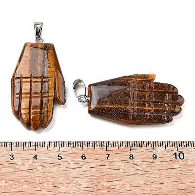 Natural Tiger Eye Carved Pendants G-K369-01P-03-1