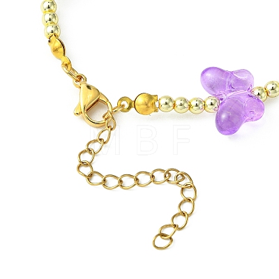 Flower & Butterfly Glass Beaded Bracelet with 304 Stainless Steel Clasps BJEW-JB09585-1