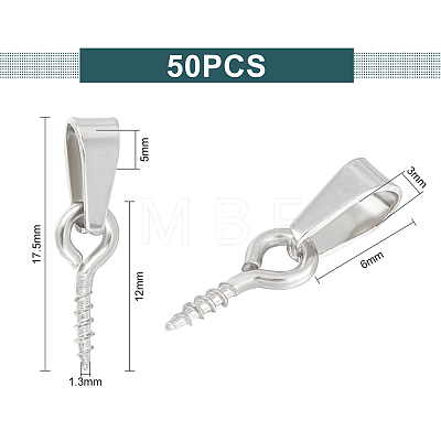 Unicraftale 50Pcs 304 Stainless Steel Screw Eye Peg Bails STAS-UN0052-87B-1