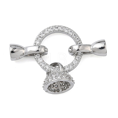 Ring Brass Micro Pave Clear Cubic Zirconia Fold Over Clasps KK-Z143-15P-1