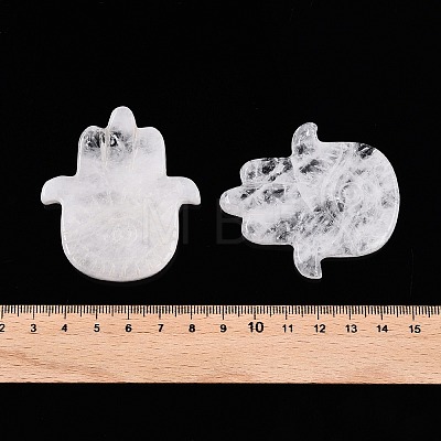 Natural Quartz Crystal Hamsa Hand with Eye Figurines DJEW-N003-04J-1