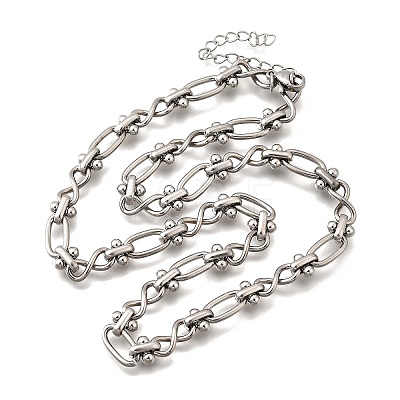 304 Stainless Steel Oval Infinity Link Chain Necklaces for Women Men NJEW-K249-20C-P-1