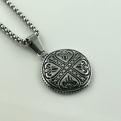 Punk Style 304 Stainless Steel Heart Cross Pendant Necklaces Vintage Trendy Men 304 Stainless Steel Jewelry TC5378-1
